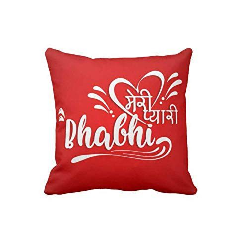 Canvas Cotton 180 TC Cushion Cover, 16 x 16 Inch, Red, 2 Pieces