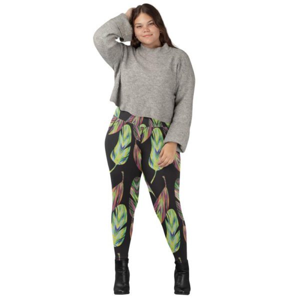 Color Feathers Printed Leggings for Women's