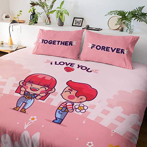 Together Forever Romantic Couple Bedsheet With 2 Pillow Covers