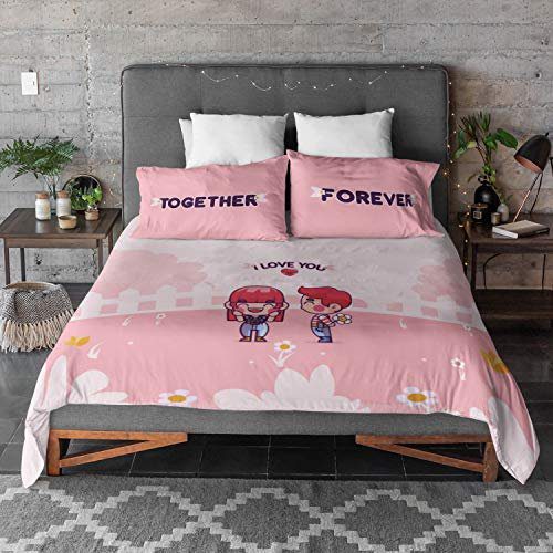 Together Forever Romantic Couple Bedsheet With 2 Pillow Covers