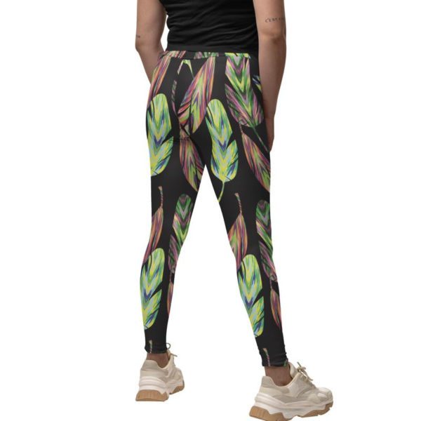 Color Feathers Printed Leggings for Women's