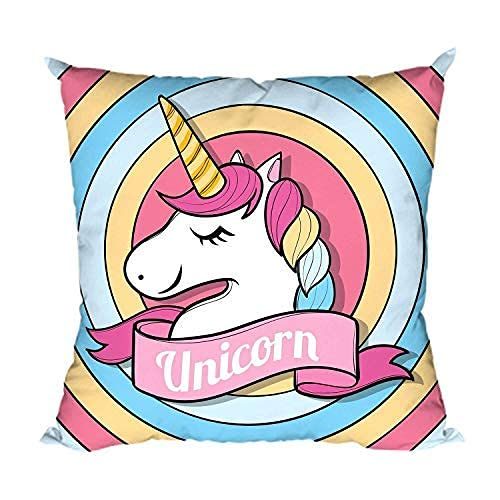 TheYaYaCafe Birthday Gifts 12 x 12 Cute Dream Rainbow Unicorn Printed Velvet Cushion (with Filler) Throw Pillow Sofa