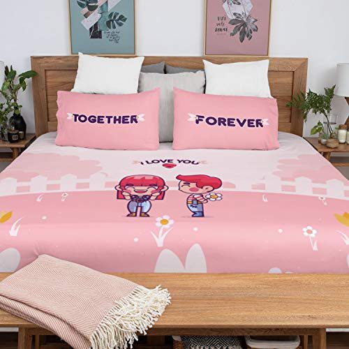 Together Forever Romantic Couple Bedsheet With 2 Pillow Covers