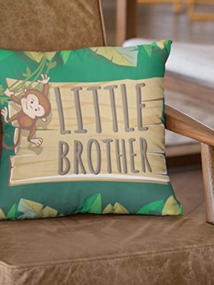 Rakhi Gifts 12X12 inches Canvas Cotton Cushion Cover Little Monkey Brother Printed Raksha Bandhan, Green