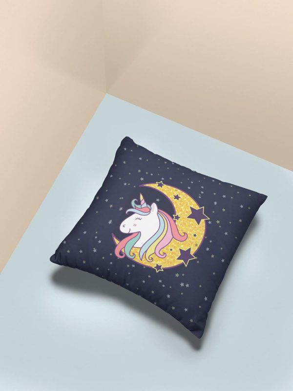 TheYaYaCafe Birthday Gifts 12 x 12 Cute Dream Rainbow Unicorn Printed Velvet Cushion (with Filler) Throw Pillow Sofa