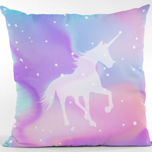 TheYaYaCafe Birthday Gifts 12 x 12 Cute Dream Rainbow Unicorn Printed Velvet Cushion (with Filler) Throw Pillow Sofa