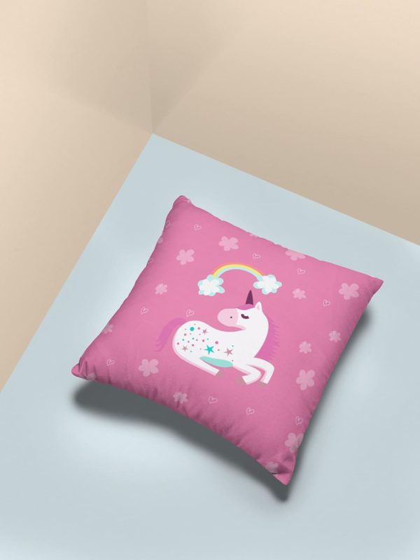 TheYaYaCafe Birthday Gifts 12 x 12 Cute Dream Rainbow Unicorn Printed Velvet Cushion (with Filler) Throw Pillow Sofa