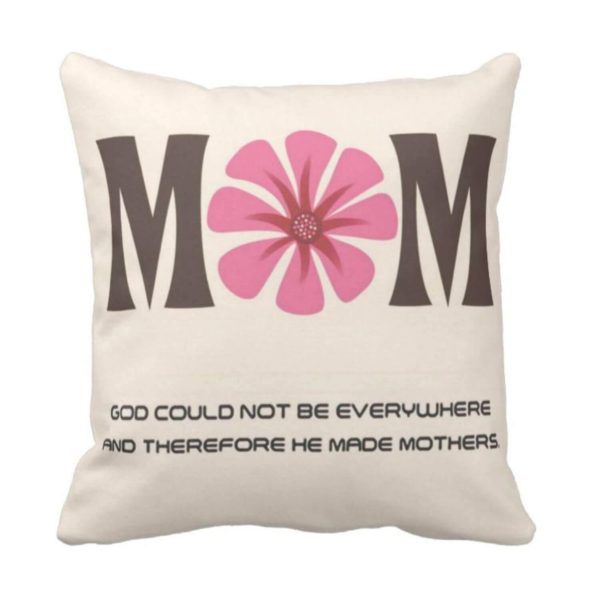 Mothers Day Cushion Blessed with Mom Printed Throw Pillow Sofa - Multicolor