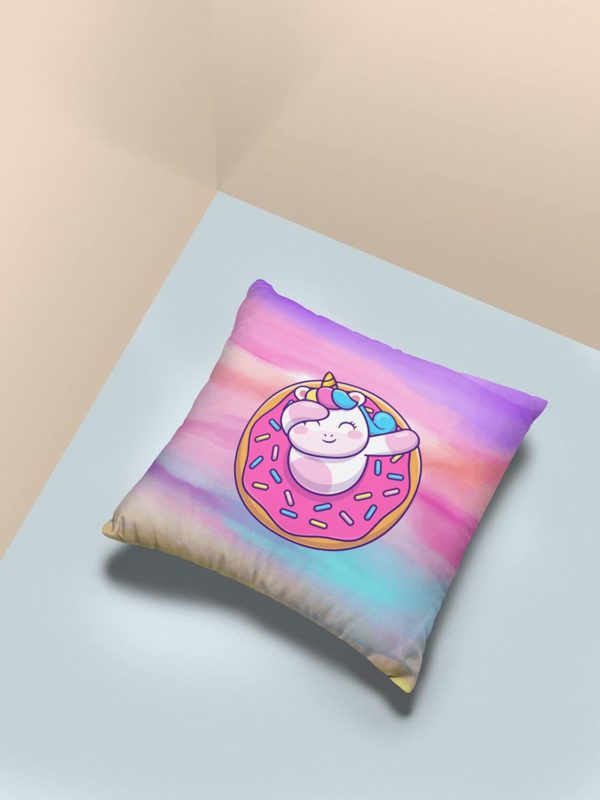 TheYaYaCafe Velvet 'Dream Come True' Unicorn Printed Cushion with Filler (12 x 12 Inches)