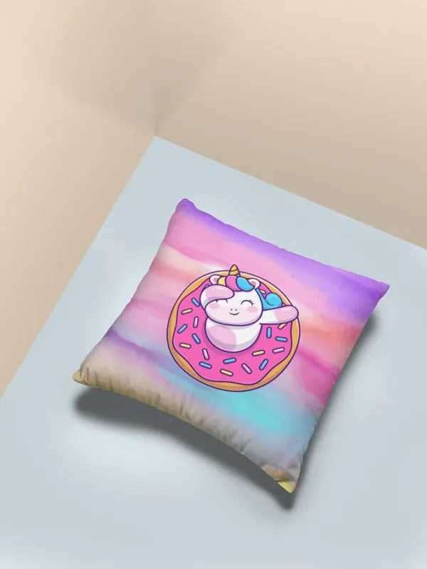 TheYaYaCafe Velvet 'Dream Come True' Unicorn Printed Cushion with Filler (12 x 12 Inches)