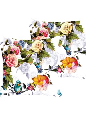 TheYaYaCafe® 12X12 inches Set of 2 Cushion Covers Lovely Rose Floral Flowers Printed Sofa Throw Pillows Multicolor