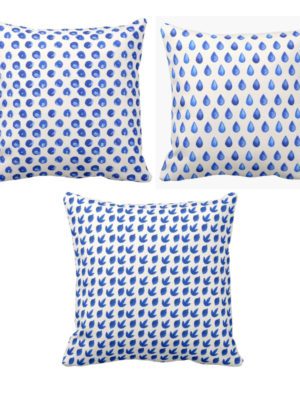 Yaya Cafe 12 x 12 inch Alluring Charming Marvelous Indigo Printed Cushion Covers Set of 3 for Home Sofa