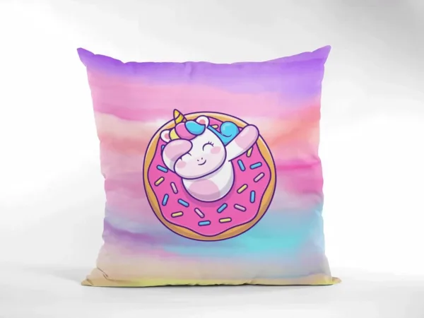 TheYaYaCafe Velvet 'Dream Come True' Unicorn Printed Cushion with Filler (12 x 12 Inches)