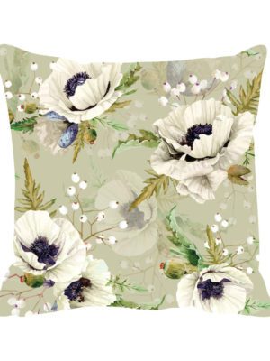 TheYaYaCafe ® Cotton Cushion Cover Delicate Floral Flowers Printed Sofa Throw Pillows (Beige, 24X24 Inches)