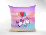 TheYaYaCafe Velvet 'Dream Come True' Unicorn Printed Cushion with Filler (12 x 12 Inches)