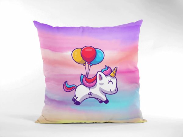 TheYaYaCafe Velvet 'Dream Come True' Unicorn Printed Cushion with Filler (12 x 12 Inches)