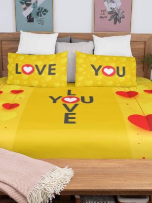 I Love You Romantic Couple Bedsheet With 2 Pillow Covers