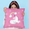 TheYaYaCafe Birthday Gifts 12 x 12 Cute Dream Rainbow Unicorn Printed Velvet Cushion (with Filler) Throw Pillow Sofa