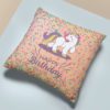 TheYaYaCafe Velvet 'Dream Come True' Unicorn Printed Cushion with Filler (12 x 12 Inches)