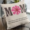 Mothers Day Cushion Blessed with Mom Printed Throw Pillow Sofa - Multicolor