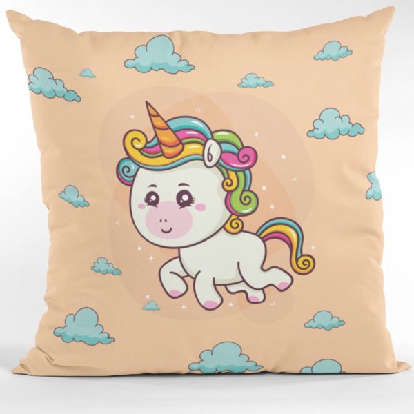 TheYaYaCafe Velvet 'Dream Come True' Unicorn Printed Cushion with Filler (12 x 12 Inches)