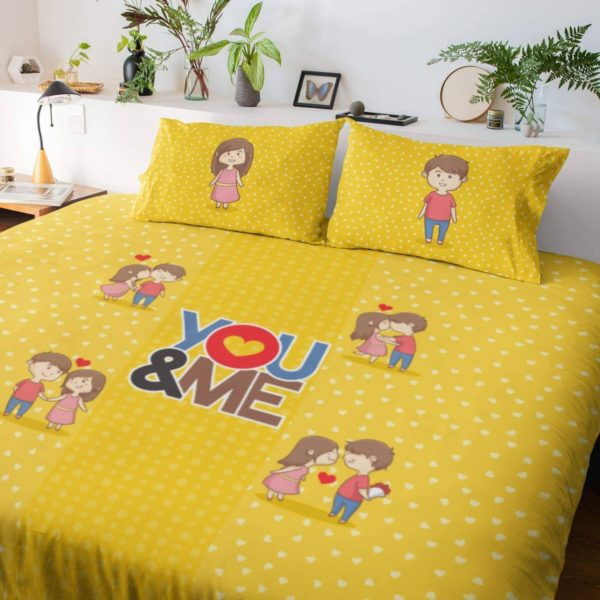 You & Me Romantic Couple Bedsheet With 2 Pillow Covers