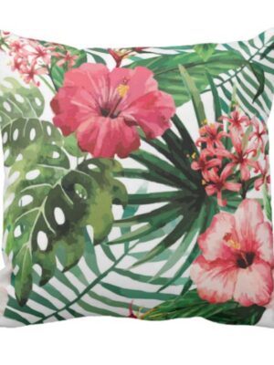 TheYaYaCafe® 16X16 inches Cushion Cover Garden Floral Flowers Printed Sofa Throw Pillows