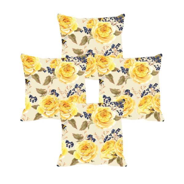 Yaya Cafe 16x16 inches Set of 4 Cushion Covers Printed Fantastic Floral Flowers Printed Sofa Throw Pillows Multicolor
