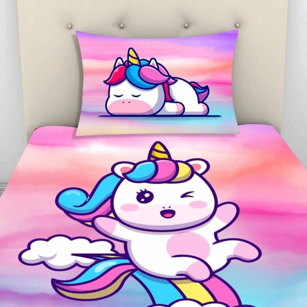 Dancing Unicorn Printed Bedsheet