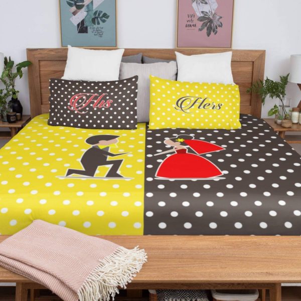 His and Hers Bedsheet with Pillows Cases