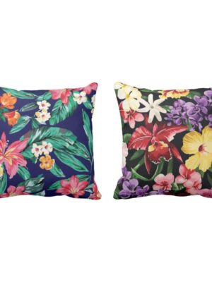 TheYaYaCafe® 12X12 inches Set of 2 Cushion Covers Digitally Floral Flowers Printed Sofa Throw Pillows Multicolor
