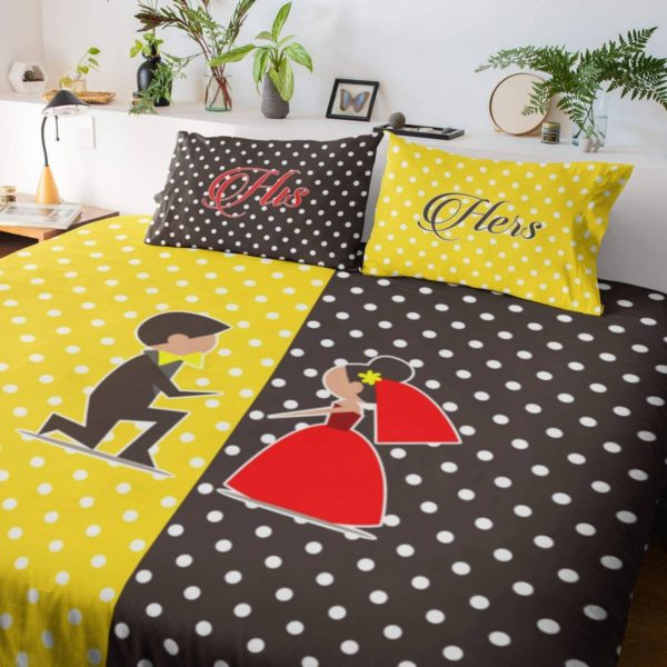 His and Hers Bedsheet with Pillows Cases