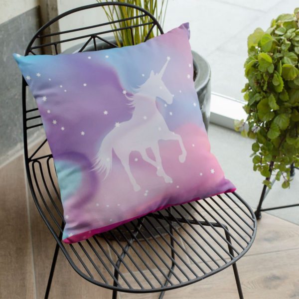 TheYaYaCafe Birthday Gifts 12 x 12 Cute Dream Rainbow Unicorn Printed Velvet Cushion (with Filler) Throw Pillow Sofa