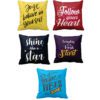 TheYaYaCafe® 24X24 inches Set of 5 Cushion Covers Just Beilieve in Your Self Motivational Quotes Printed Sofa Throw Pillows