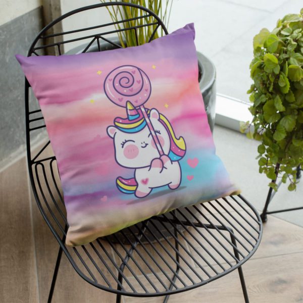 TheYaYaCafe Birthday Gifts 12 x 12 Cute Dream Rainbow Unicorn Printed Velvet Cushion (with Filler) Throw Pillow Sofa