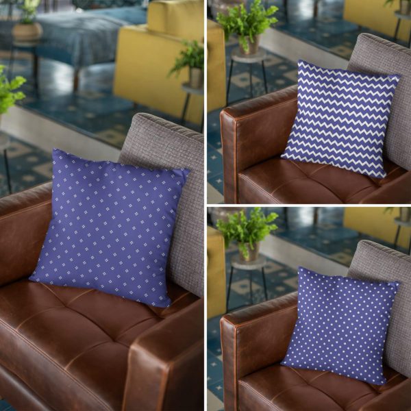 TheYaYaCafe 16 x 16 inch Incredible Pleasing Indigo Printed Cushion Covers Set of 3 for Home Sofa