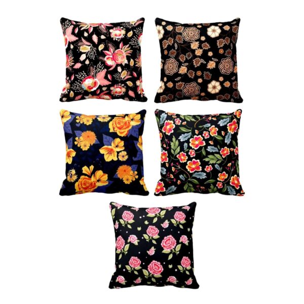 TheYaYaCafe® 24X24 inches Set of 5 Cushion Covers Appealing Floral Flowers Printed Sofa Throw Pillows Multicolor