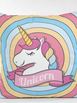 TheYaYaCafe Birthday Gifts 12 x 12 Cute Dream Rainbow Unicorn Printed Velvet Cushion (with Filler) Throw Pillow Sofa