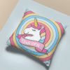 TheYaYaCafe Birthday Gifts 12 x 12 Cute Dream Rainbow Unicorn Printed Velvet Cushion (with Filler) Throw Pillow Sofa