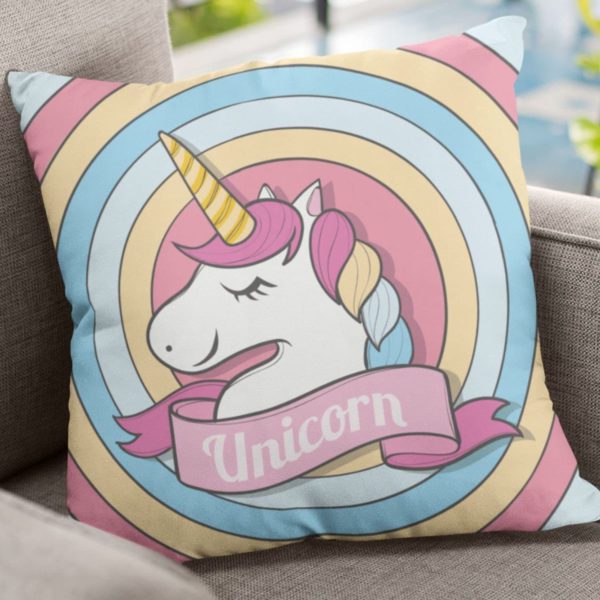 TheYaYaCafe Birthday Gifts 12 x 12 Cute Dream Rainbow Unicorn Printed Velvet Cushion (with Filler) Throw Pillow Sofa