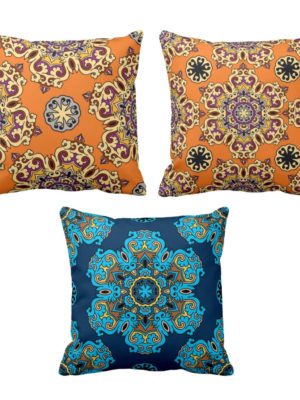 Yaya Cafe 16 x 16 inch Modern Indigo Printed Cushion Covers Set of 3 for Home Sofa