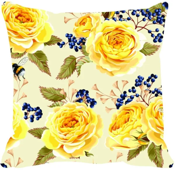 Yaya Cafe 16x16 inches Set of 4 Cushion Covers Printed Fantastic Floral Flowers Printed Sofa Throw Pillows Multicolor