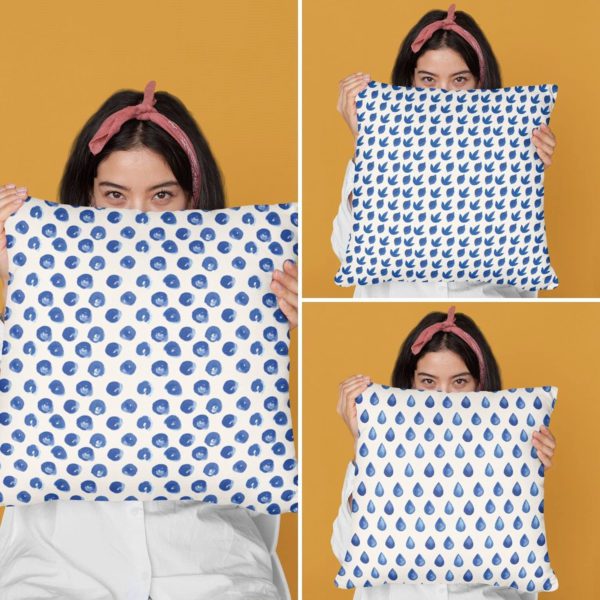 Yaya Cafe 12 x 12 inch Alluring Charming Marvelous Indigo Printed Cushion Covers Set of 3 for Home Sofa