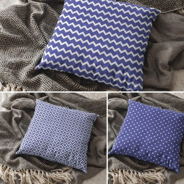 TheYaYaCafe 12 x 12 inch Incredible Tempting Pleasing Indigo Printed Cushion Covers Set of 3 for Home Sofa