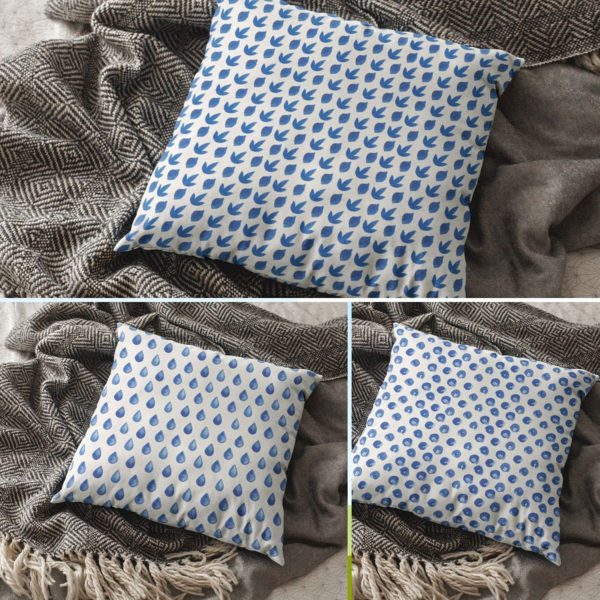 Yaya Cafe 12 x 12 inch Alluring Charming Marvelous Indigo Printed Cushion Covers Set of 3 for Home Sofa