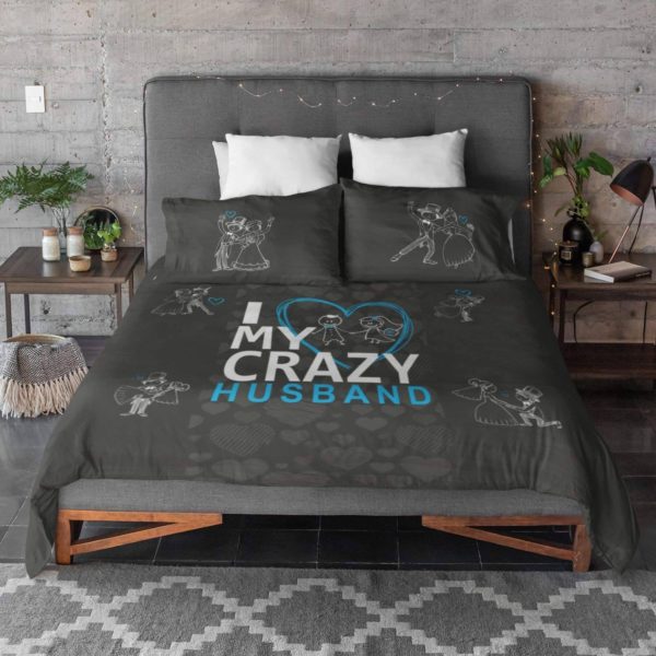 Personalized I Love My Crazy Husband Bedsheet