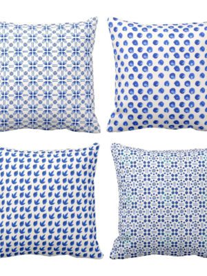 TheYaYaCafe 20 x 20 inch Splendid Alluring Indigo Printed Cushion Covers Set of 4 for Home Sofa