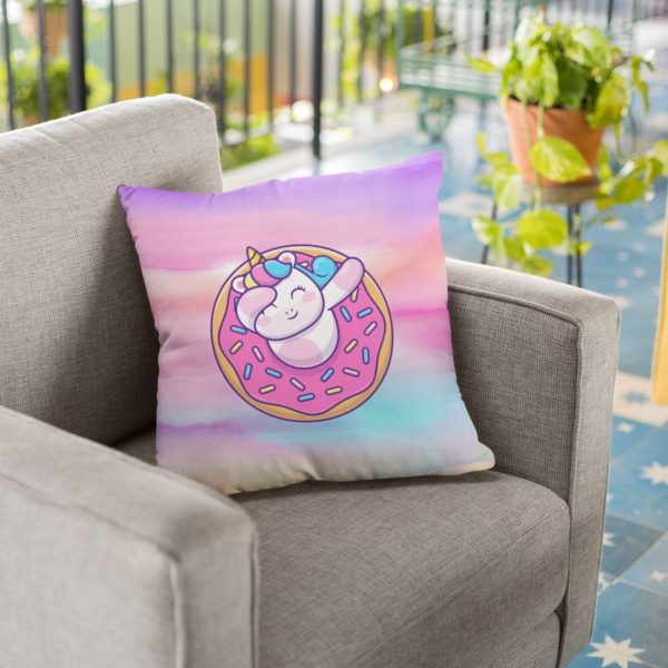 TheYaYaCafe Velvet 'Dream Come True' Unicorn Printed Cushion with Filler (12 x 12 Inches)