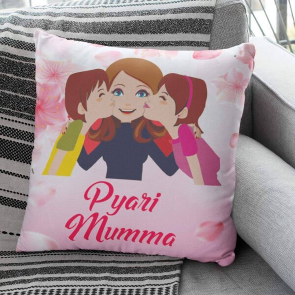 Mothers Day Cushion Pyaari Mumma Printed Throw Pillow Sofa - Multicolor