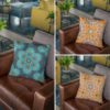 Yaya Cafe 16 x 16 inch Modern Indigo Printed Cushion Covers Set of 3 for Home Sofa